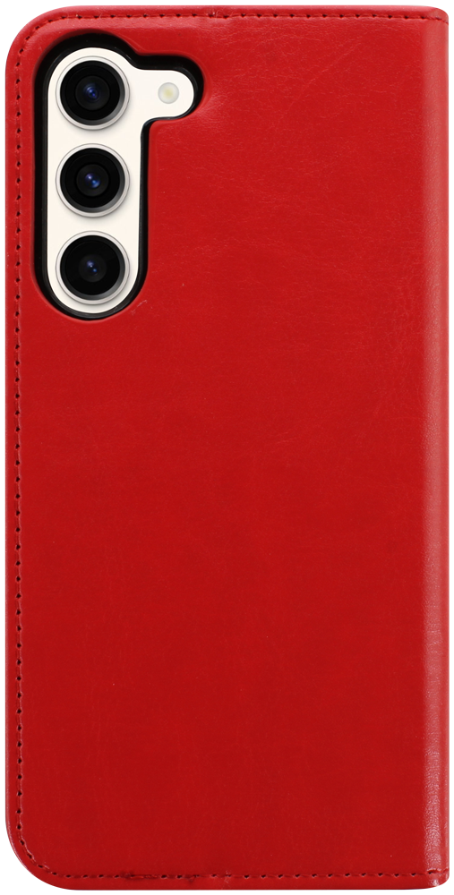 Samsung Galaxy S23 Plus (SM-S916B) oldalra nyíló flipes bőrtok valódi bőr piros
