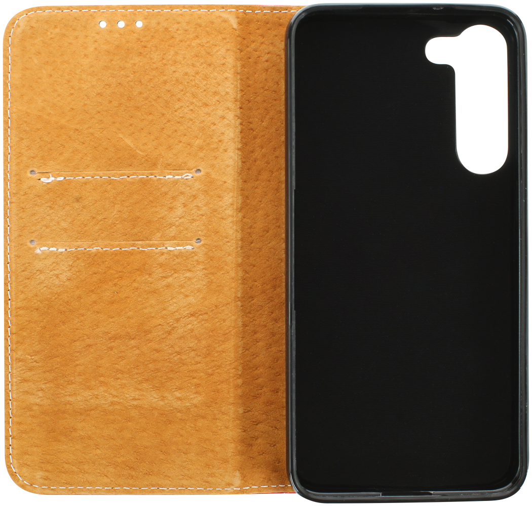 Samsung Galaxy S23 Plus (SM-S916B) oldalra nyíló flipes bőrtok valódi bőr piros
