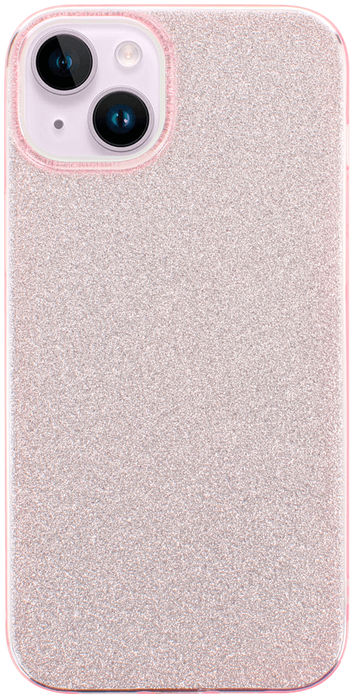 Apple iPhone 14 Plus szilikon tok kivehető ezüst csillámporos réteg halvány rózsaszín