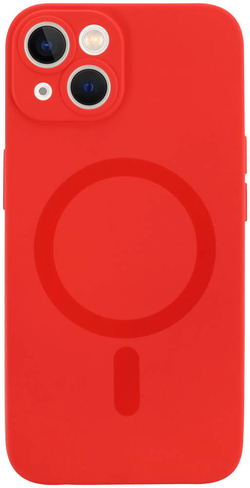 Apple iPhone 14 szilikon tok gyári MagSafe kameravédővel piros