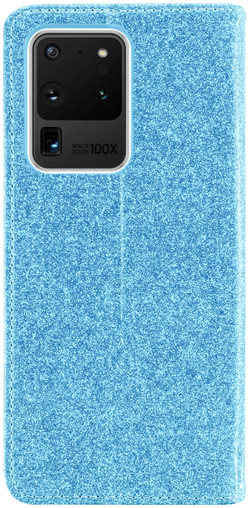 Samsung Galaxy S20 Ultra 5G (SM-G988B) oldalra nyíló flipes bőrtok csillámos kék