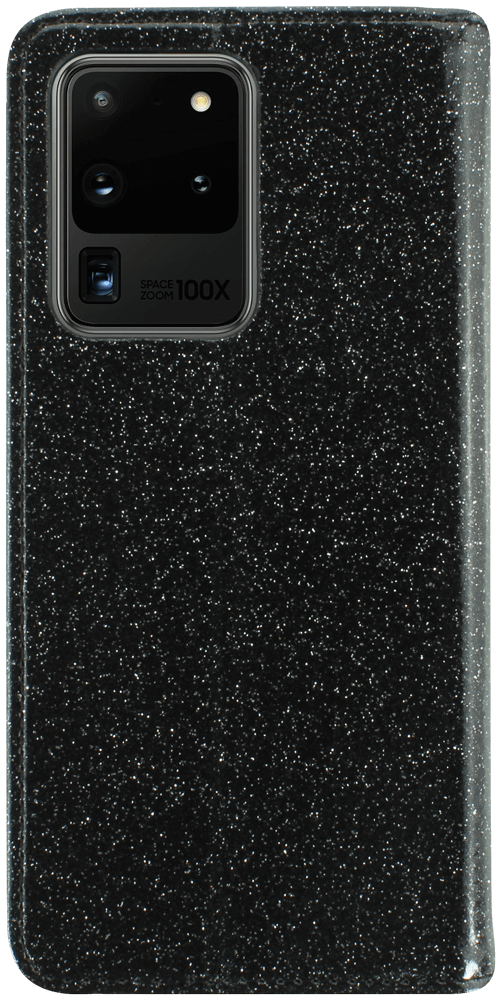 Samsung Galaxy S20 Ultra (SM-G988B) oldalra nyíló flipes bőrtok csillámos fekete