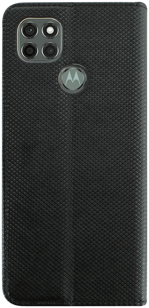 Motorola Moto G9 Power oldalra nyíló flipes bőrtok rombusz mintás fekete