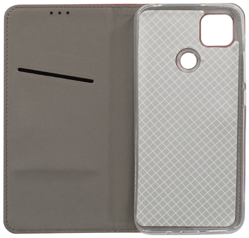 Xiaomi Redmi 10A oldalra nyíló flipes bőrtok rombusz mintás piros