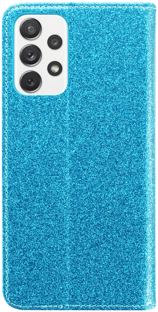 Samsung Galaxy A72 4G (SM-A725F) oldalra nyíló flipes bőrtok csillámos kék