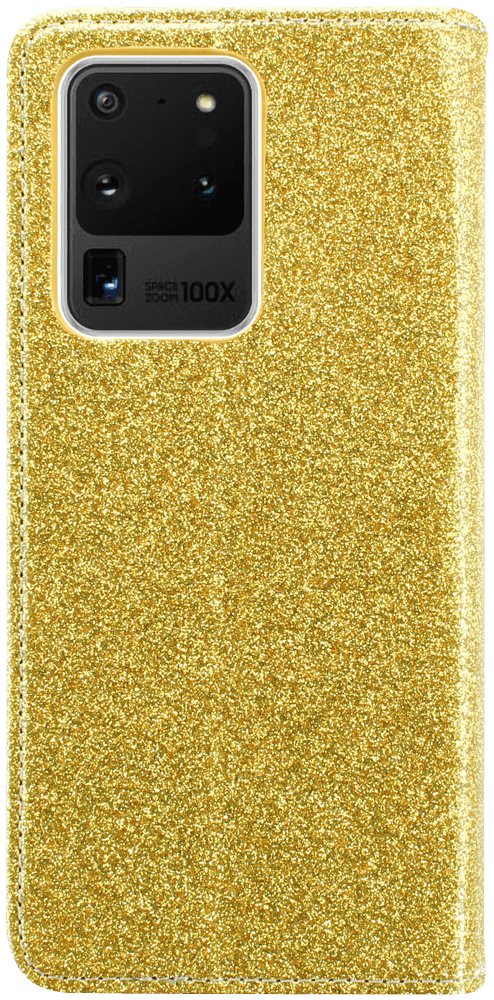 Samsung Galaxy S20 Ultra 5G (SM-G988B) oldalra nyíló flipes bőrtok csillámos arany