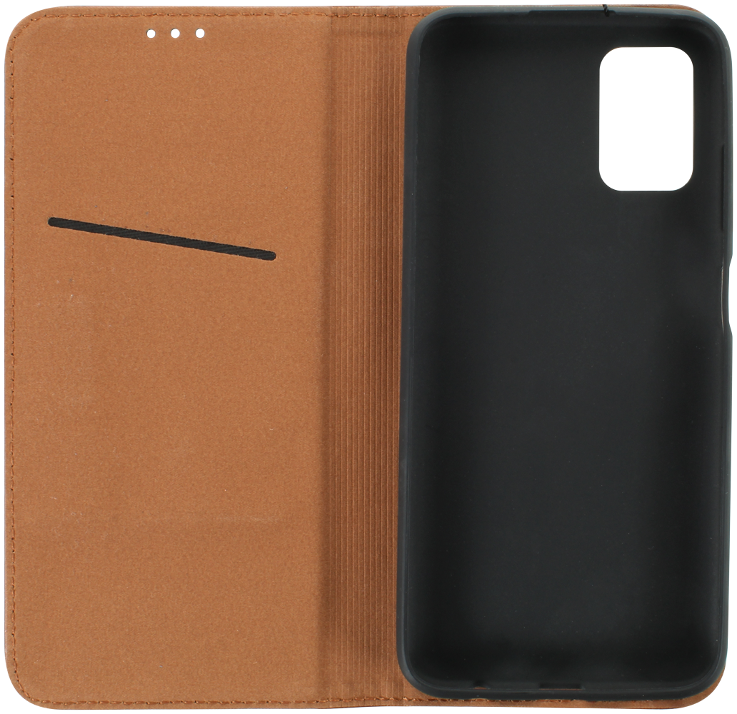 Samsung Galaxy A03s (SM-A037F) oldalra nyíló flipes bőrtok valódi bőr barna