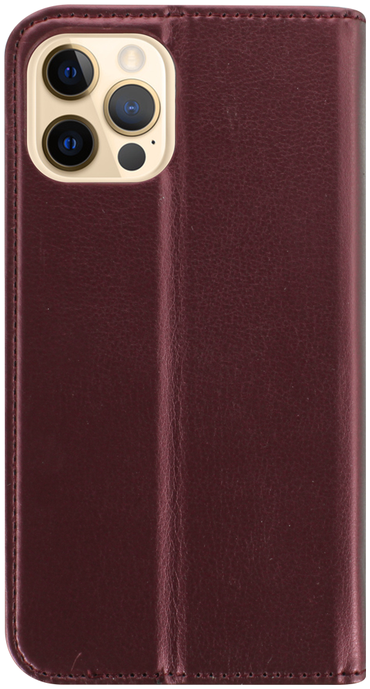 Apple iPhone 12 Pro oldalra nyíló flipes bőrtok asztali tartó funkciós bordó