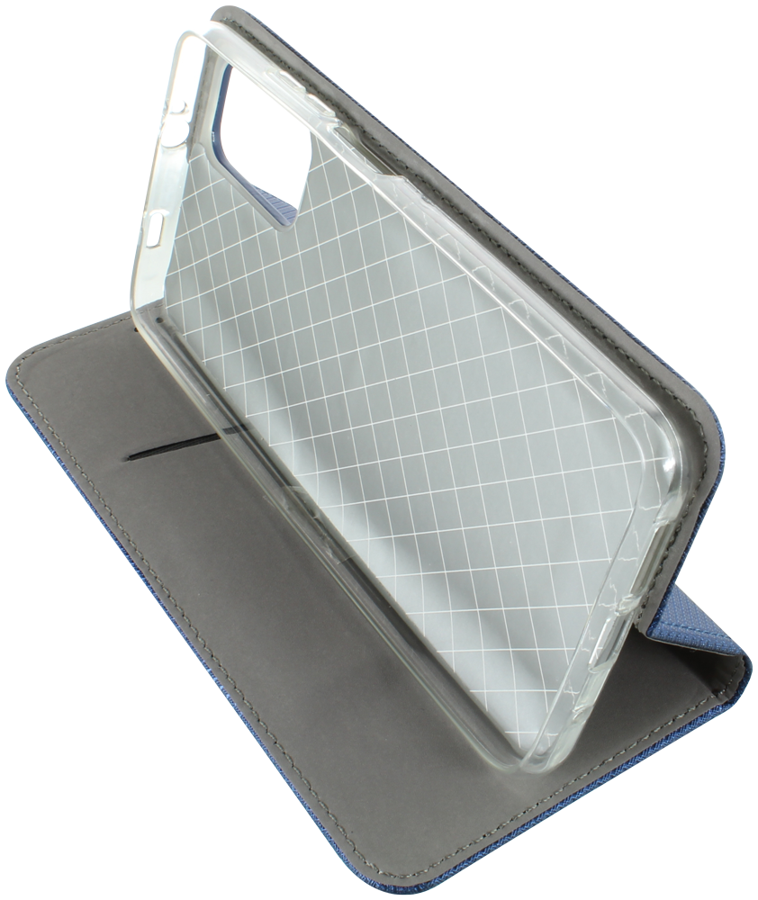 Xiaomi Redmi 9T oldalra nyíló flipes bőrtok rombusz mintás sötétkék