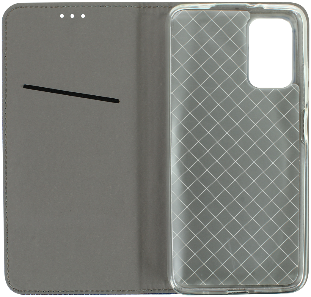 Xiaomi Redmi 9T oldalra nyíló flipes bőrtok rombusz mintás sötétkék