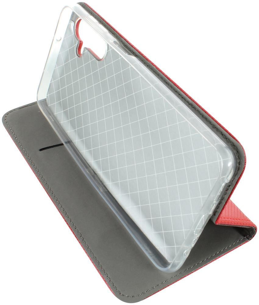 Samsung Galaxy A04s (SM-A047F) oldalra nyíló flipes bőrtok rombusz mintás piros