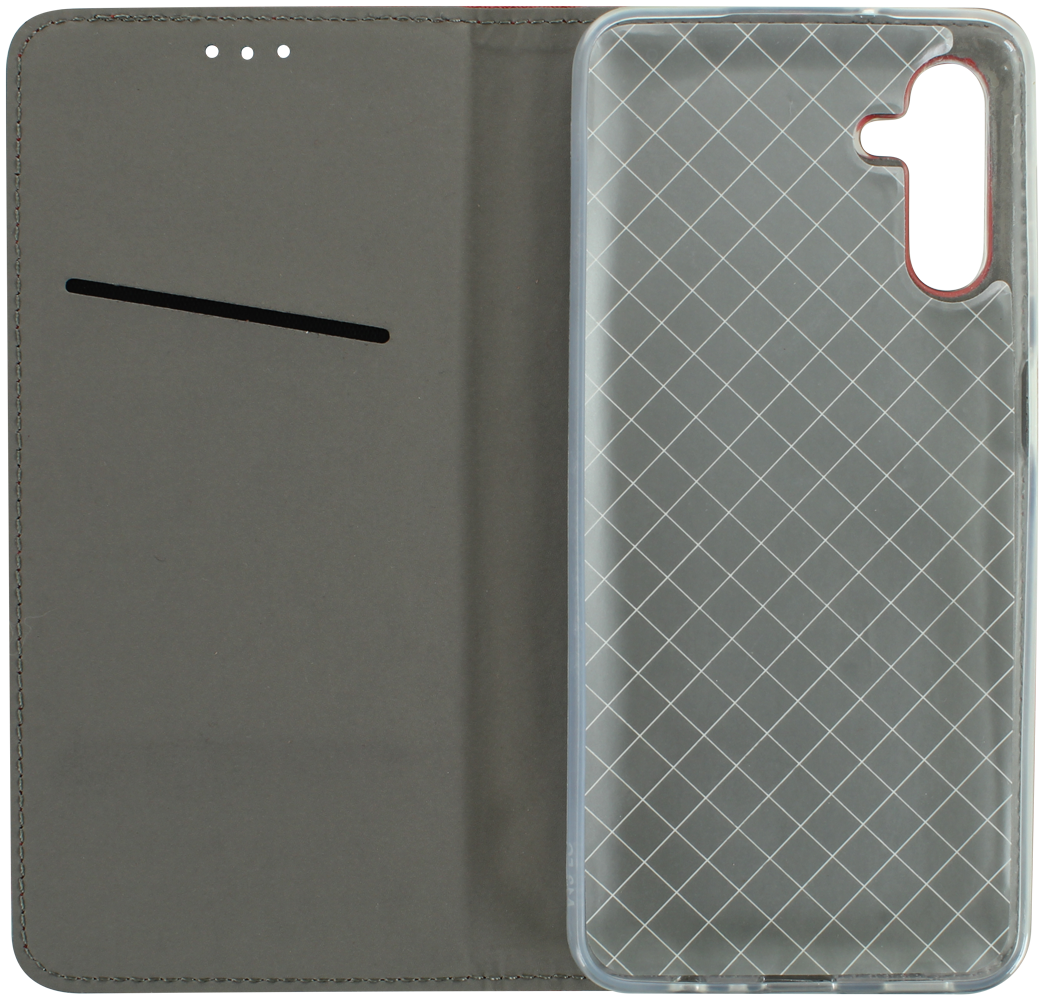 Samsung Galaxy A04s (SM-A047F) oldalra nyíló flipes bőrtok rombusz mintás piros