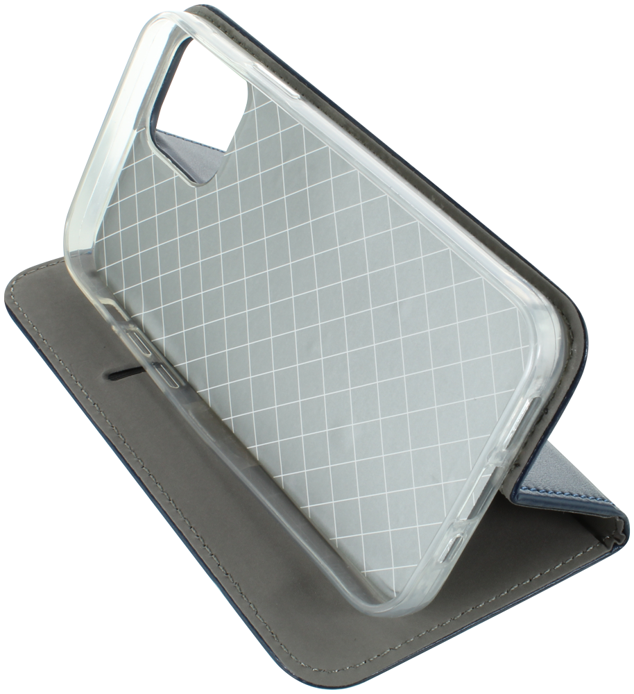 Apple iPhone 12 Pro oldalra nyíló flipes bőrtok asztali tartó funkciós sötétkék