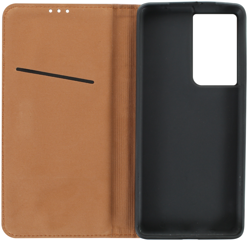 Samsung Galaxy S21 Ultra 5G (SM-G998B) oldalra nyíló flipes bőrtok valódi bőr barna