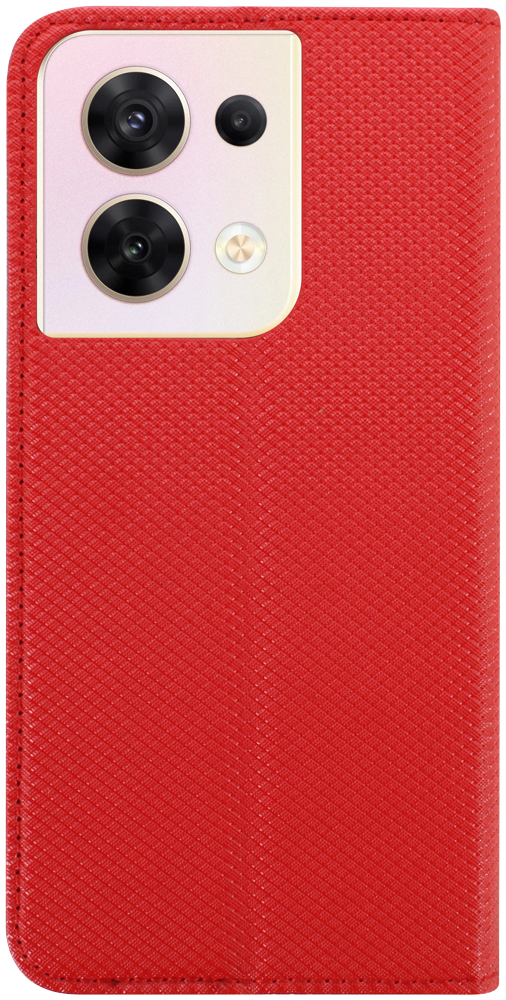 Oppo Reno8 5G oldalra nyíló flipes bőrtok rombusz mintás piros