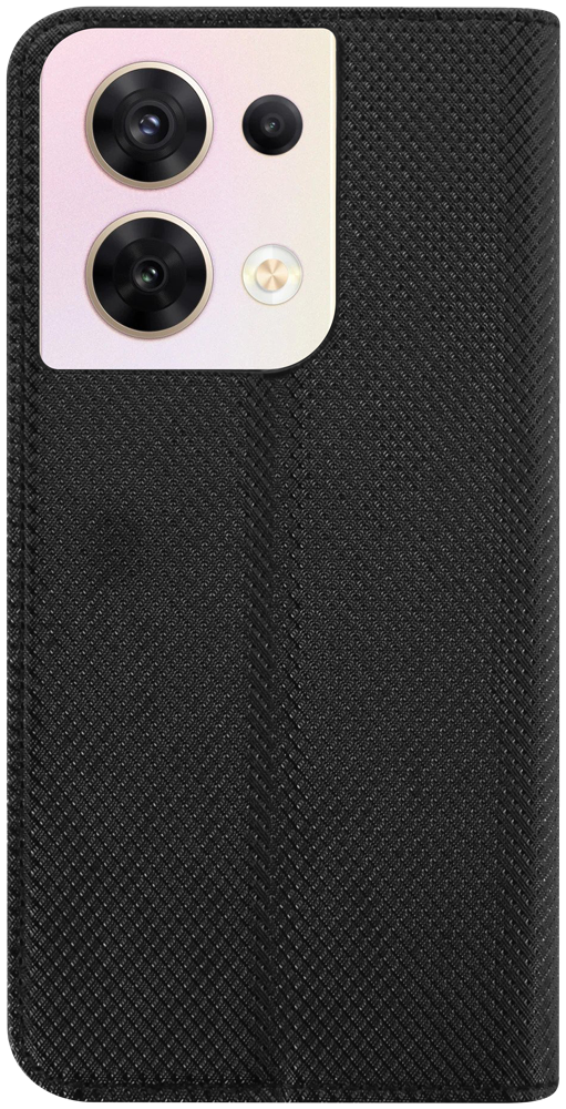 Oppo Reno8 5G oldalra nyíló flipes bőrtok rombusz mintás fekete