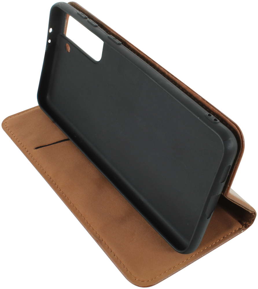 Samsung Galaxy S21 Plus 5G (SM-G996B) oldalra nyíló flipes bőrtok valódi bőr barna