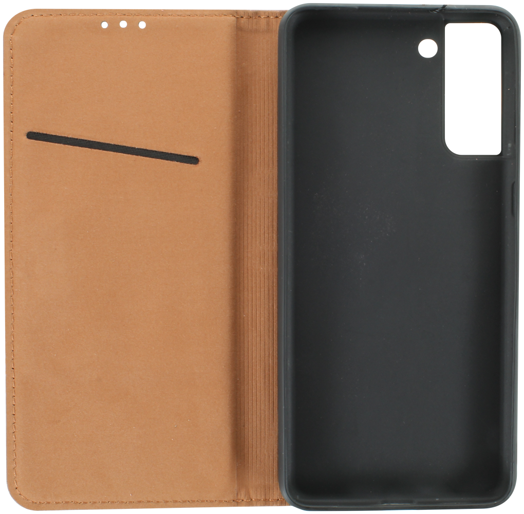 Samsung Galaxy S21 Plus 5G (SM-G996B) oldalra nyíló flipes bőrtok valódi bőr barna