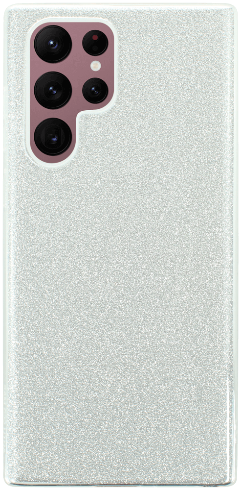 Samsung Galaxy S22 Ultra 5G (SM-S908B) szilikon tok kivehető ezüst csillámporos réteg átlátszó