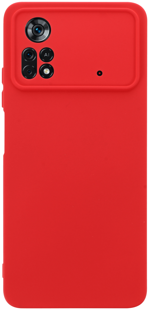 Xiaomi Poco X4 Pro 5G szilikon tok kameravédővel matt piros