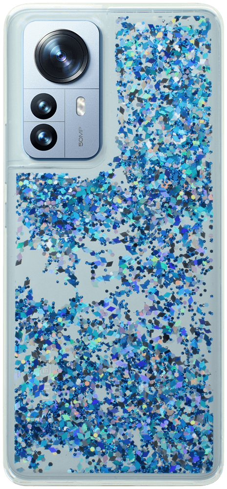 Xiaomi 12 Pro szilikon tok gyári Liquid Sparkle kék/ezüst