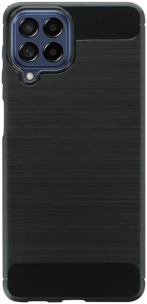 Samsung Galaxy M53 (SM-M536B) ütésálló szilikon tok szálcsiszolt-karbon minta légpárnás sarok fekete