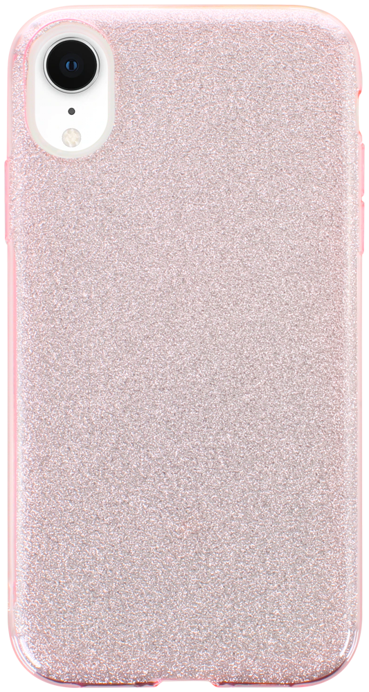 Apple iPhone XR szilikon tok kivehető ezüst csillámporos réteg halvány rózsaszín