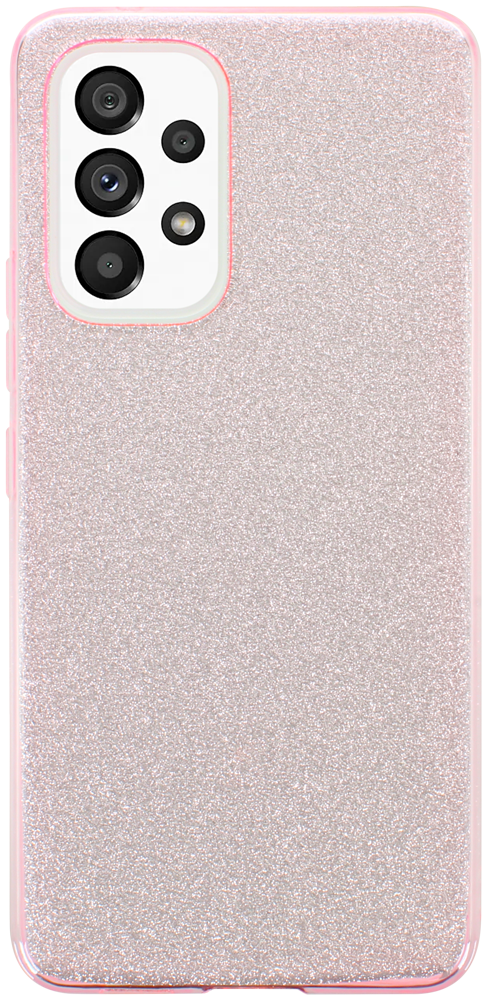 Samsung Galaxy A53 5G (SM-A5360) szilikon tok kivehető ezüst csillámporos réteg halvány rózsaszín