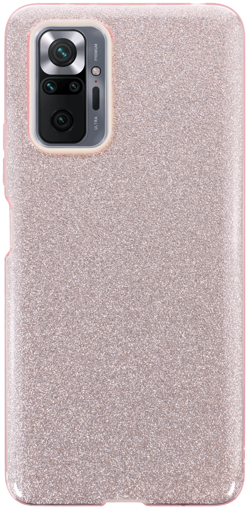 Xiaomi Redmi Note 10 Pro Max szilikon tok kivehető ezüst csillámporos réteg halvány rózsaszín