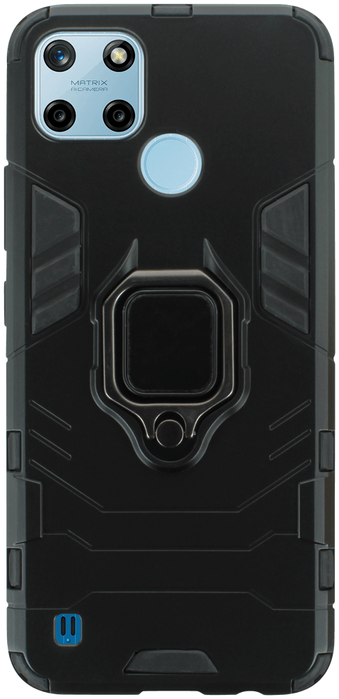 Realme C25Y ütésálló tok légpárnás sarkas, hibrid Ring Armor fekete