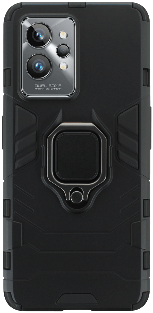 Realme GT2 Pro ütésálló tok légpárnás sarkas, hibrid Ring Armor fekete