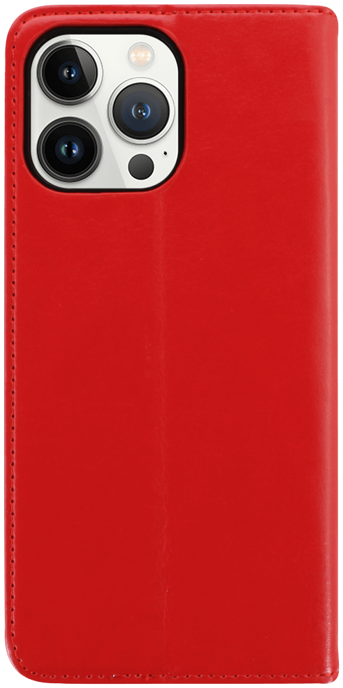 Apple iPhone 13 Pro Max oldalra nyíló flipes bőrtok valódi bőr piros