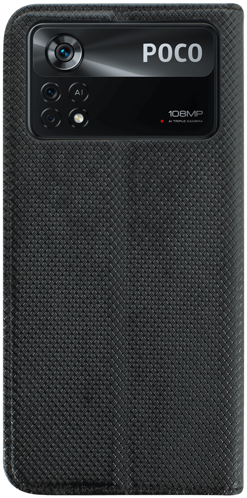 Xiaomi Poco X4 Pro 5G oldalra nyíló flipes bőrtok rombusz mintás fekete