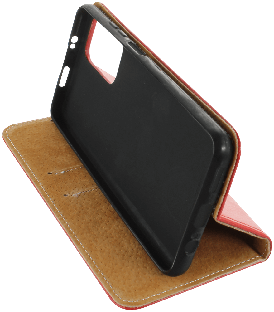 Xiaomi Poco M4 Pro 5G oldalra nyíló flipes bőrtok valódi bőr piros