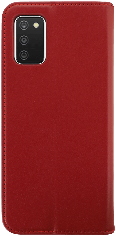 Samsung Galaxy A03s (SM-A037F) oldalra nyíló flipes bőrtok valódi bőr piros