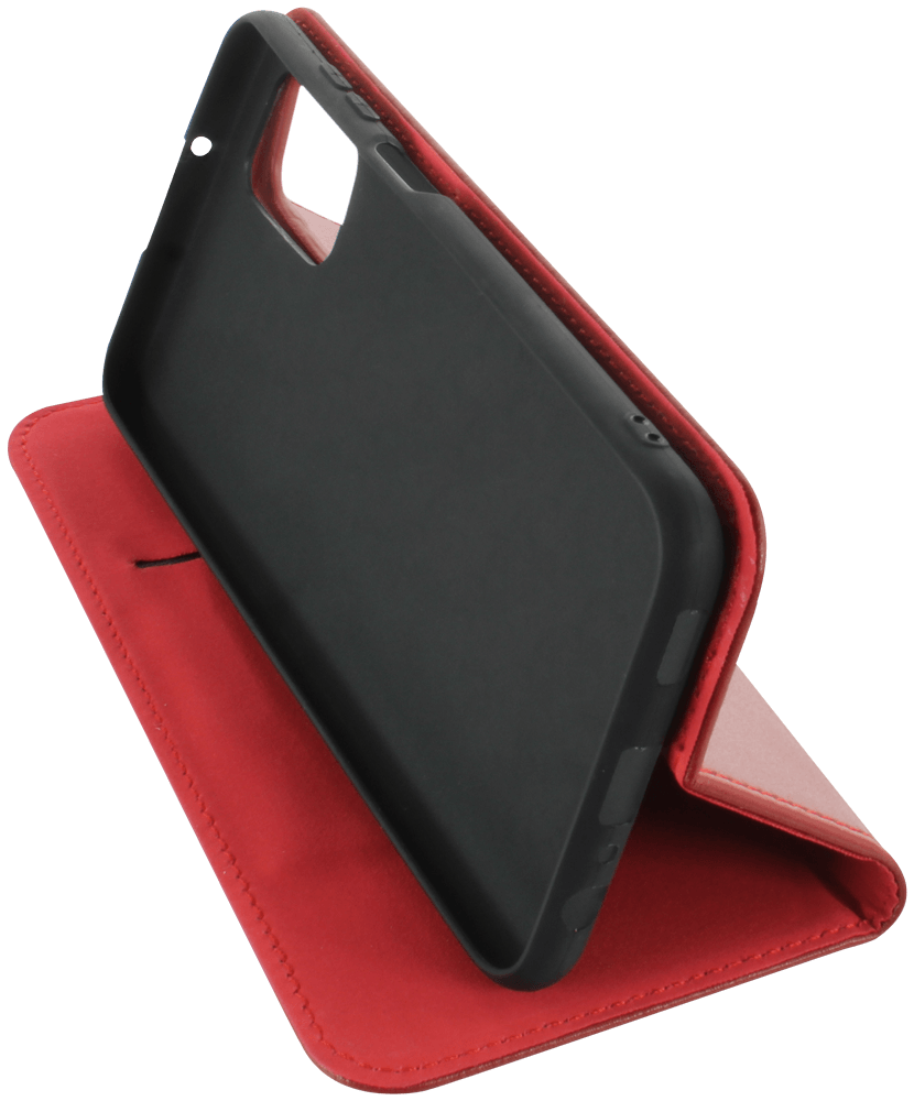 Samsung Galaxy A03s (SM-A037F) oldalra nyíló flipes bőrtok valódi bőr piros