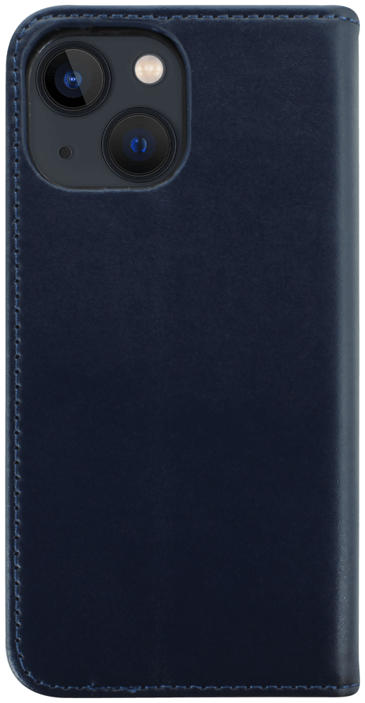 Apple iPhone 13 Mini oldalra nyíló flipes bőrtok valódi bőr sötétkék