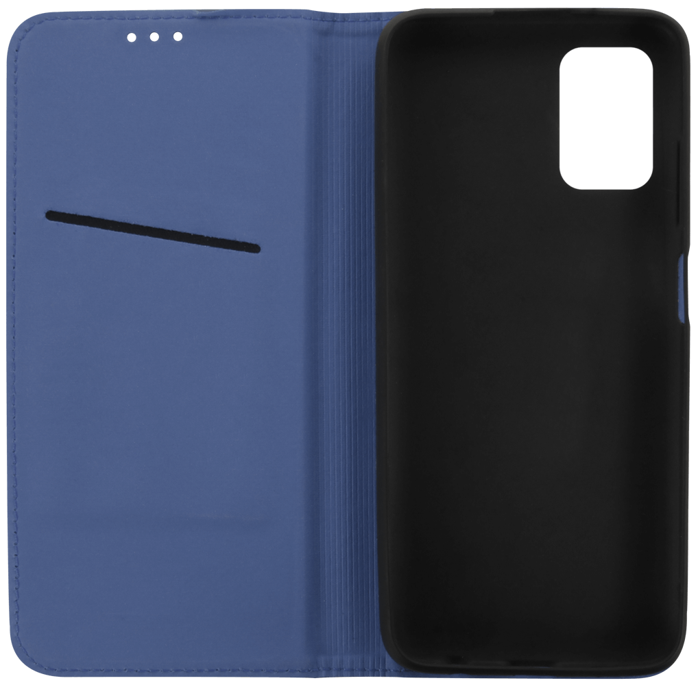 Samsung Galaxy A03s (SM-A037F) oldalra nyíló flipes bőrtok valódi bőr sötétkék