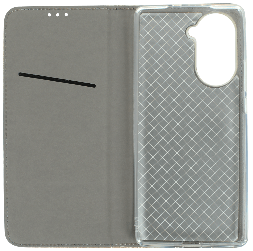 Huawei Nova 10 oldalra nyíló flipes bőrtok rombusz mintás arany