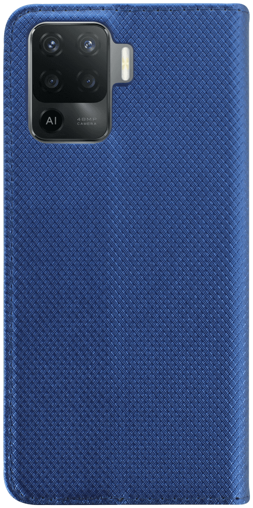 Oppo Reno5 F oldalra nyíló flipes bőrtok rombusz mintás sötétkék