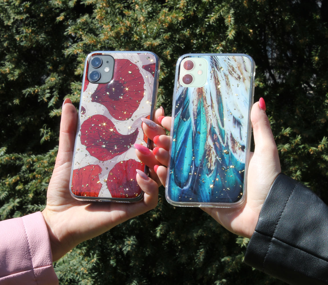 Realme C35 kemény hátlap Gold Glam Feathers