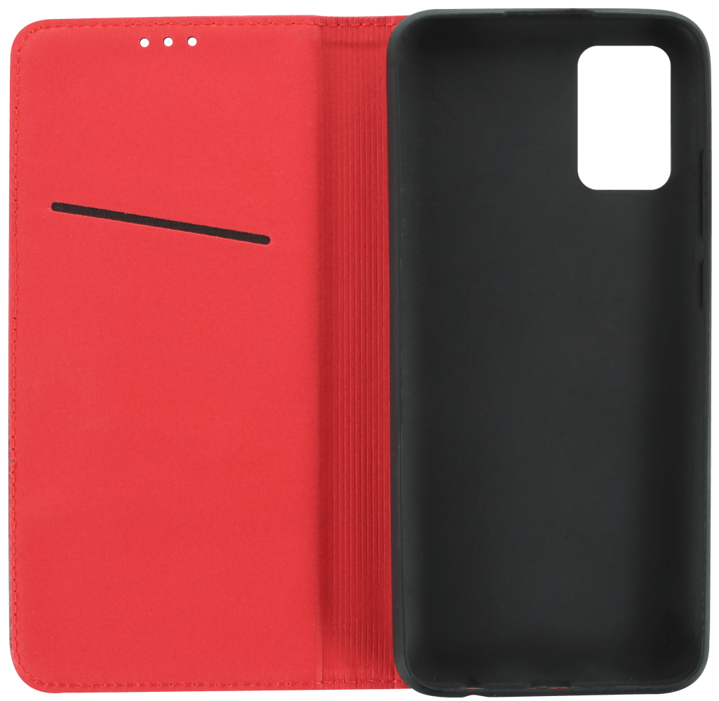 Samsung Galaxy A02s (SM-A025) oldalra nyíló flipes bőrtok valódi bőr piros