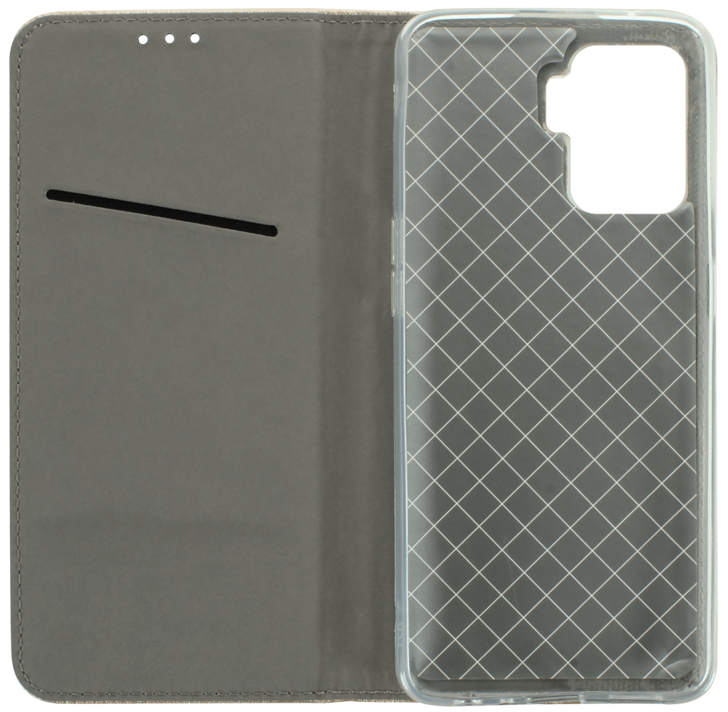 Oppo Reno5 F oldalra nyíló flipes bőrtok rombusz mintás arany