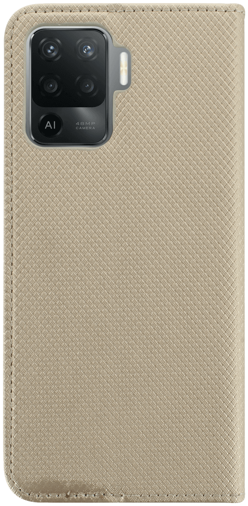 Oppo Reno5 F oldalra nyíló flipes bőrtok rombusz mintás arany