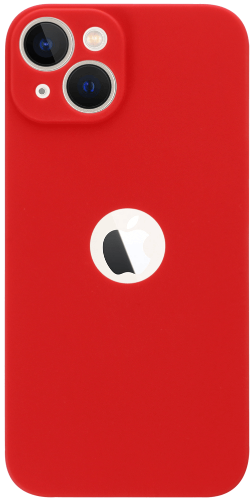 Apple iPhone 14 szilikon tok logó kihagyós kameravédővel matt piros