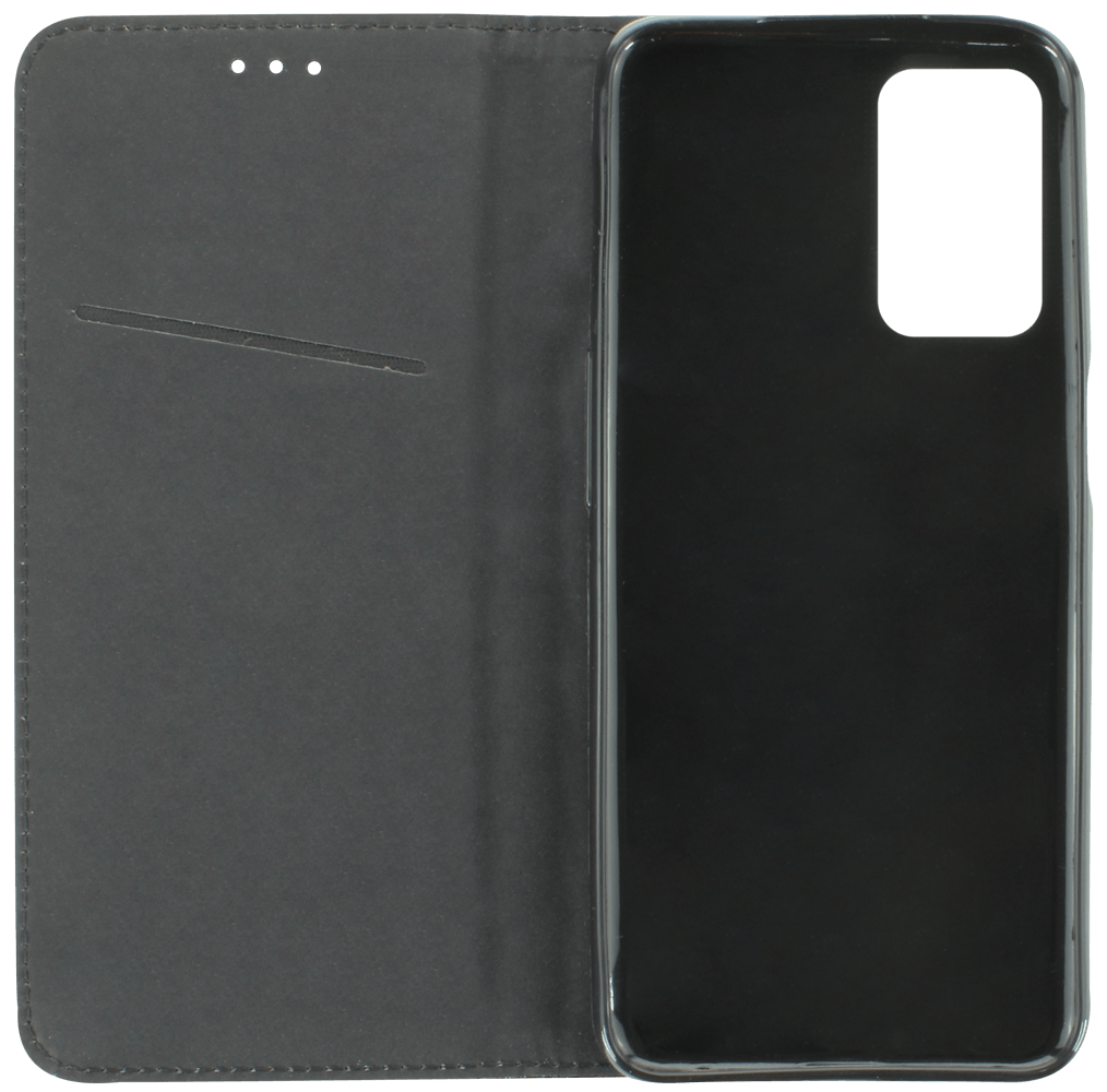 Oppo A16s oldalra nyíló flipes bőrtok rombusz mintás fekete