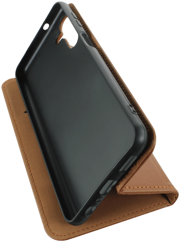 Samsung Galaxy A13 5G (SM-A136) oldalra nyíló flipes bőrtok valódi bőr barna