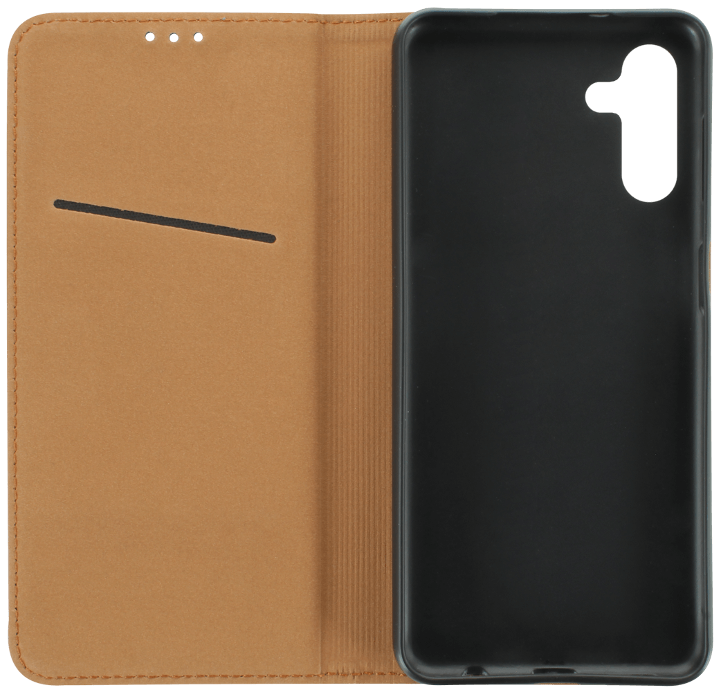 Samsung Galaxy A04s (SM-A047F) oldalra nyíló flipes bőrtok valódi bőr fekete