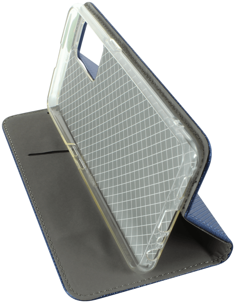 Oppo A74 oldalra nyíló flipes bőrtok rombusz mintás sötétkék