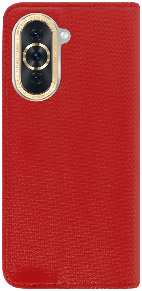 Huawei Nova 10 oldalra nyíló flipes bőrtok rombusz mintás piros